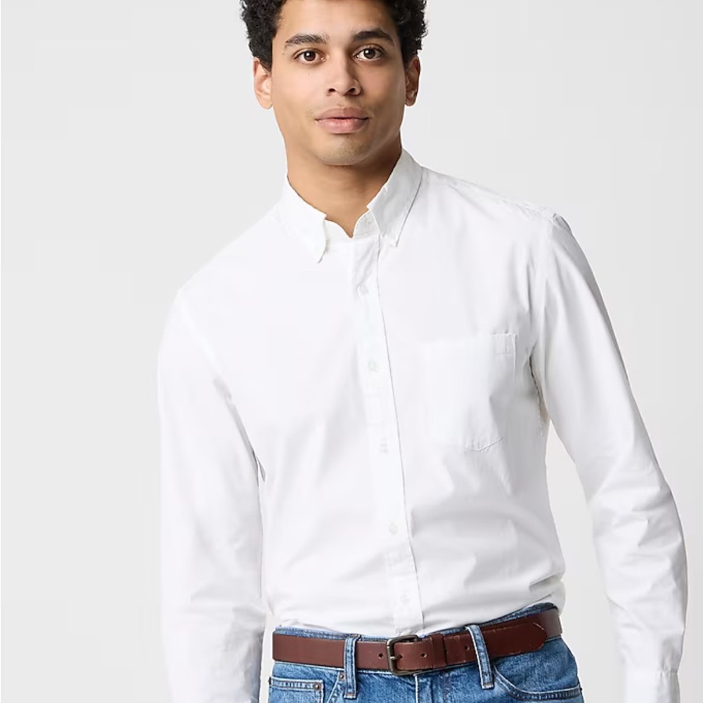 J. Crew Men's White Casual Button Down Shirt